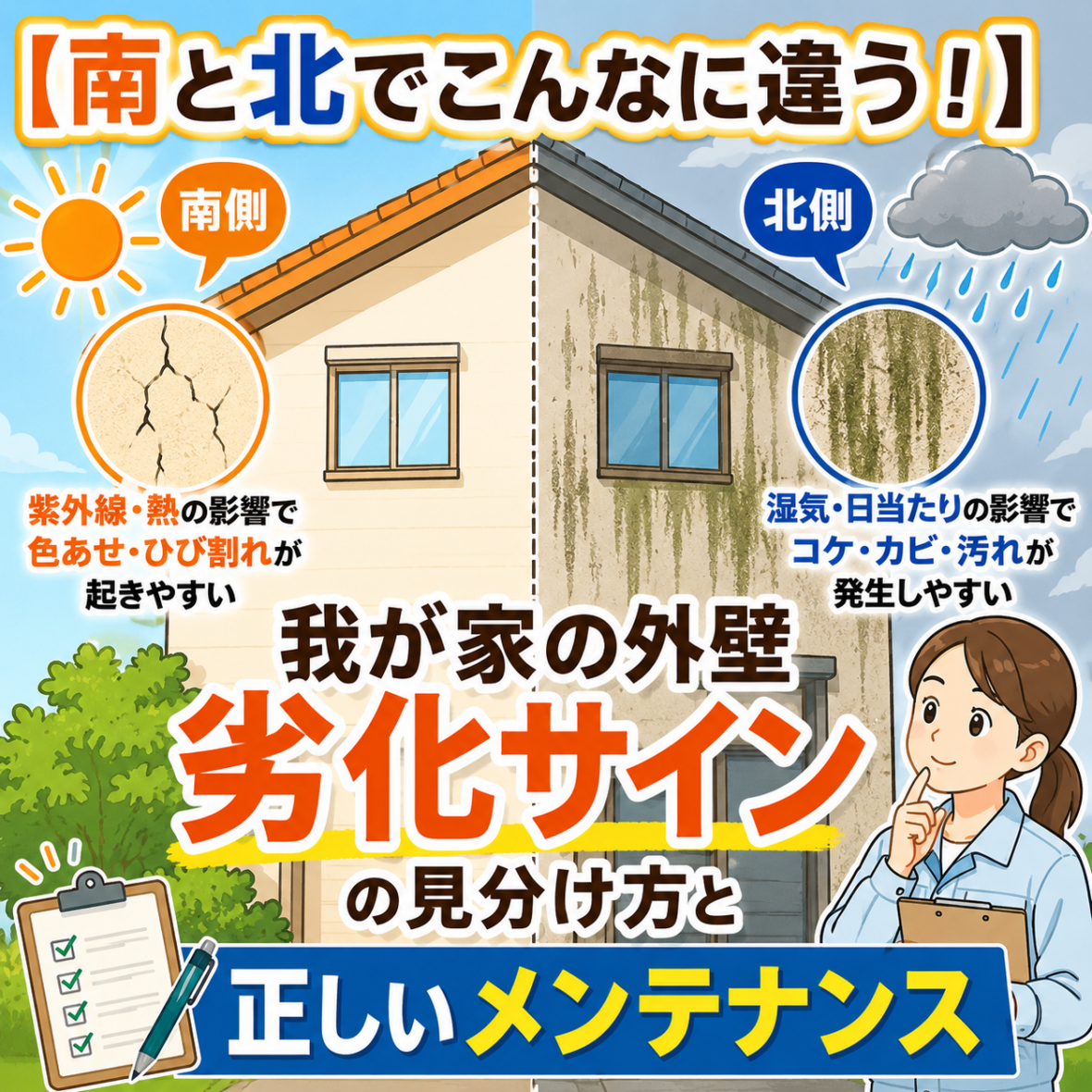 【南と北でこんなに違う！】我が家の外壁「劣化サイン」